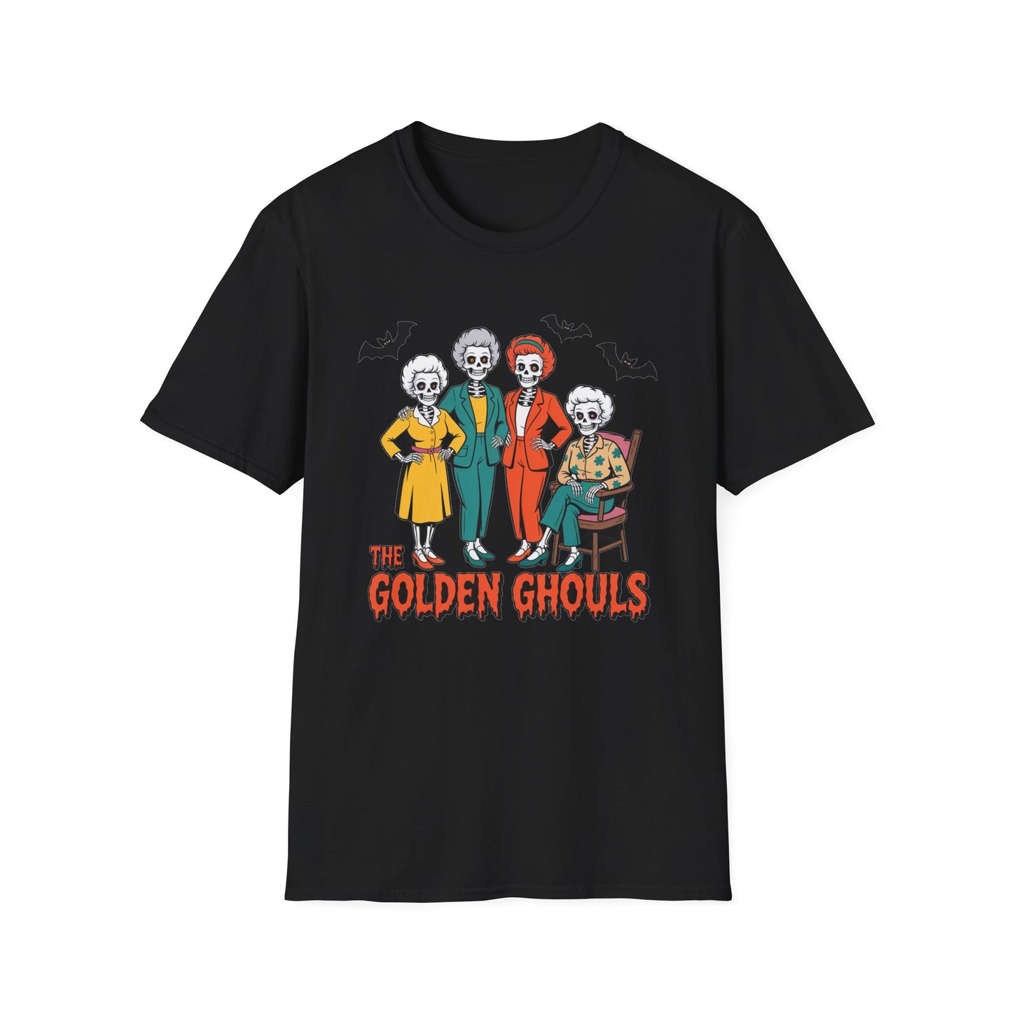 Golden Ghouls Halloween T-Shirt | Unisex Softstyle Tee | Perfect for Fall Celebrations, Halloween Parties, and Casual Wear