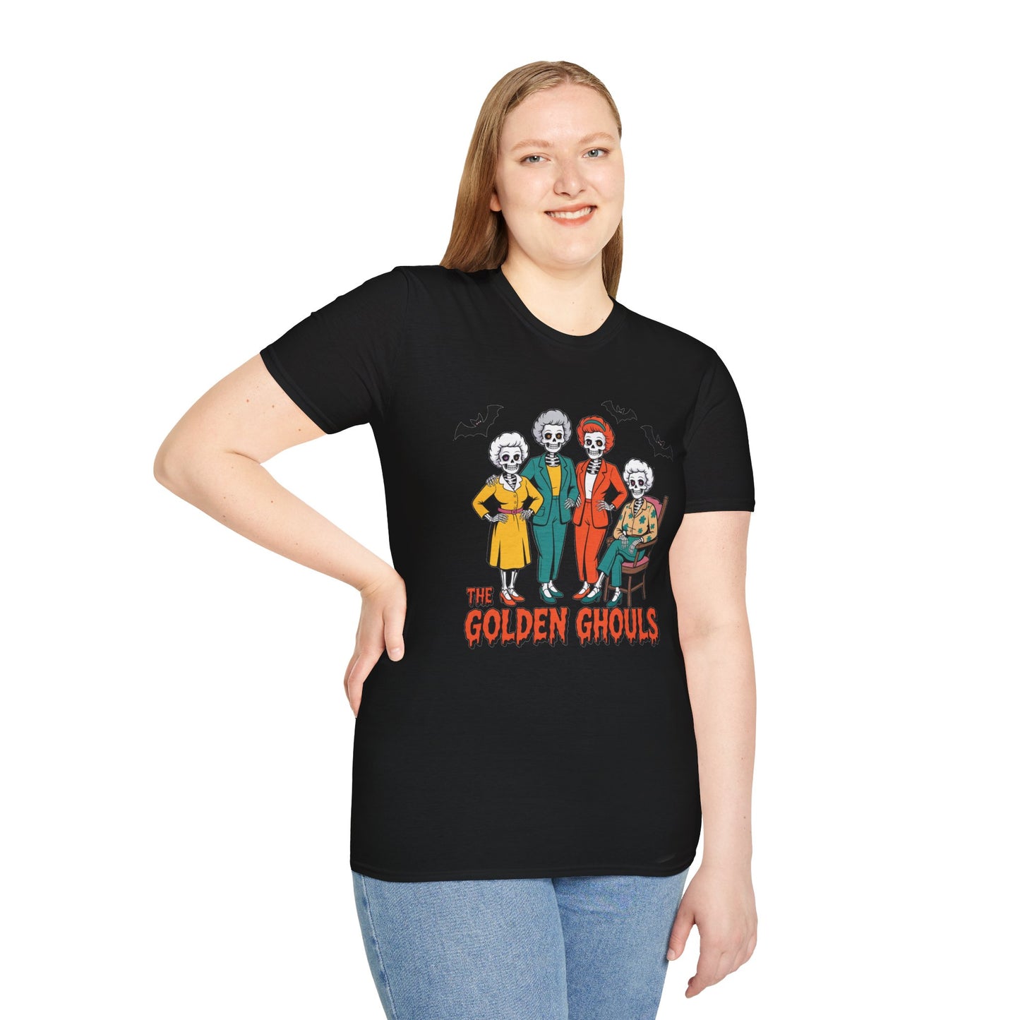 Golden Ghouls Halloween T-Shirt | Unisex Softstyle Tee | Perfect for Fall Celebrations, Halloween Parties, and Casual Wear