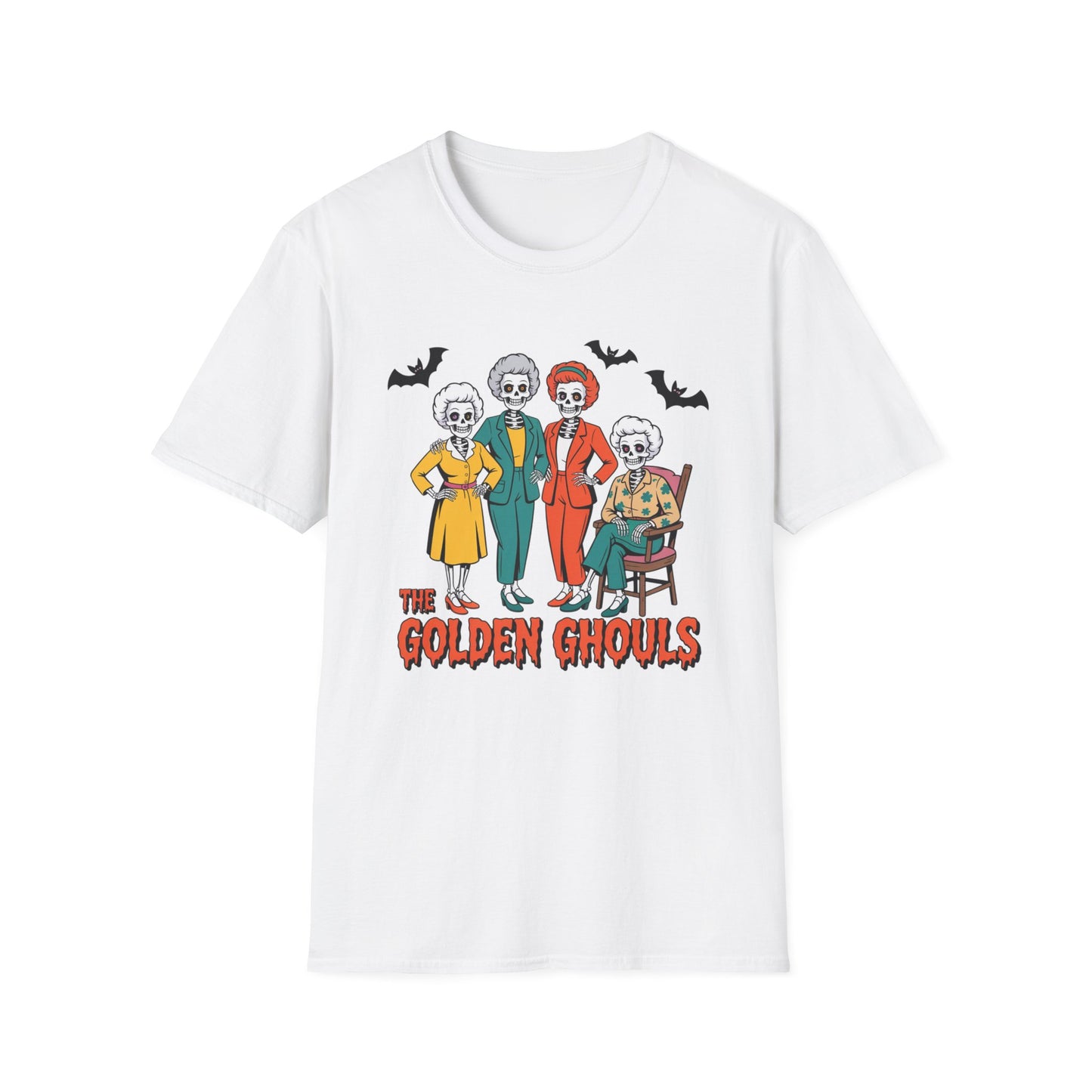 Golden Ghouls Halloween T-Shirt | Unisex Softstyle Tee | Perfect for Fall Celebrations, Halloween Parties, and Casual Wear