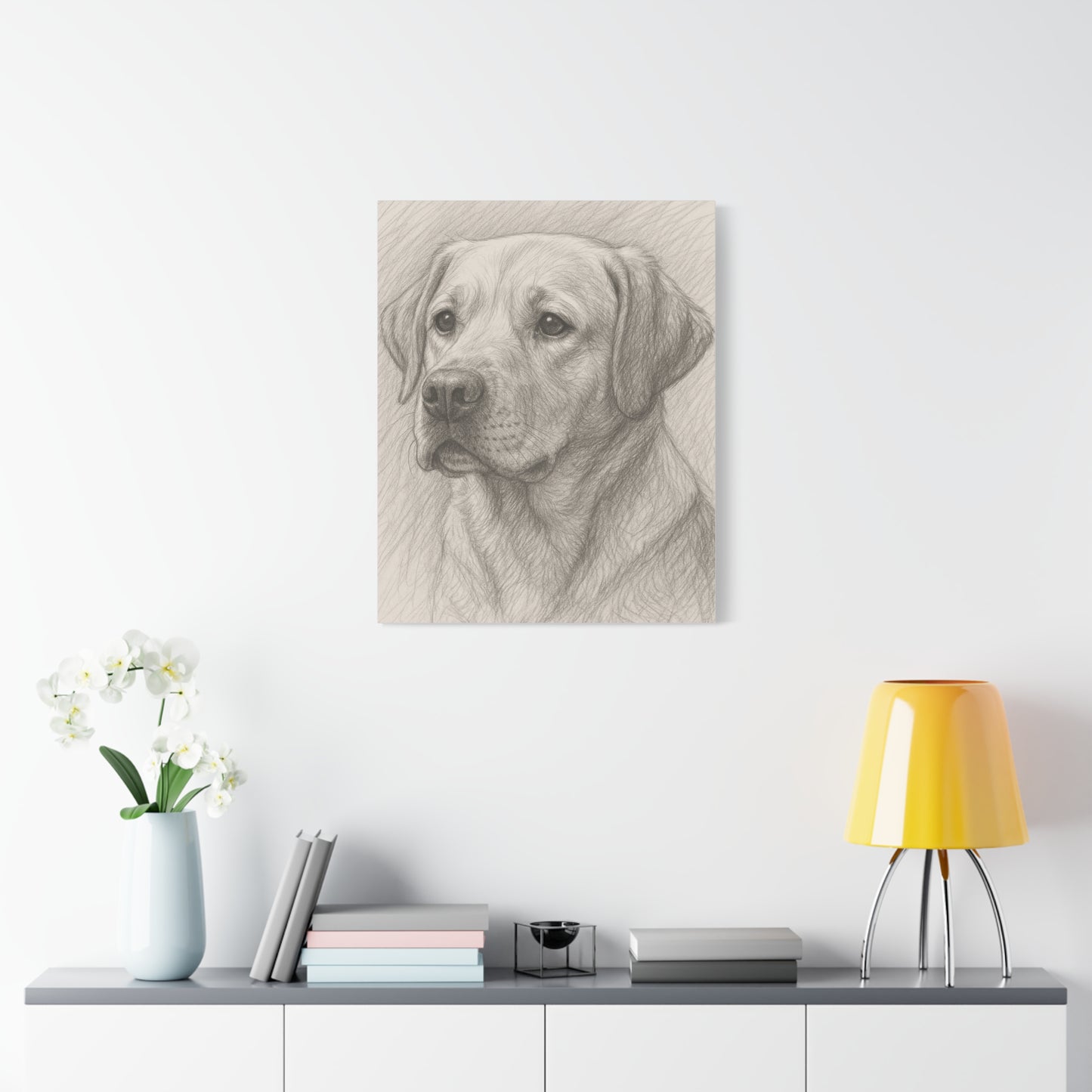 Canvas Art Print - Realistic Labrador Sketch, Dog Lover Gift, Pet Memorial Decor, Home Wall Art, Customizable Pet Portraits