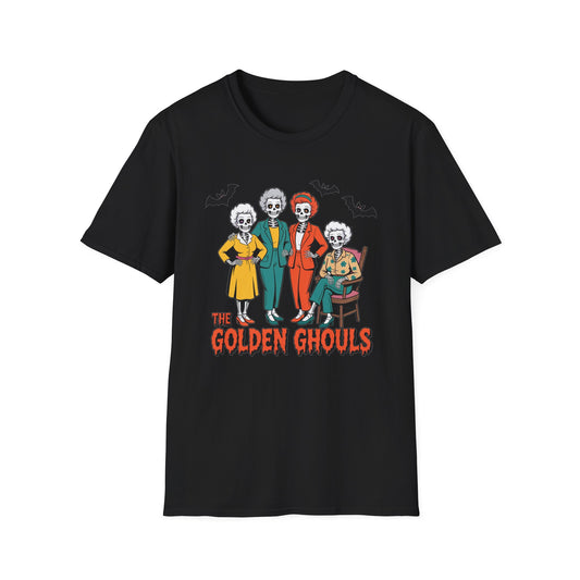 Golden Ghouls Halloween T-Shirt | Unisex Softstyle Tee | Perfect for Fall Celebrations, Halloween Parties, and Casual Wear