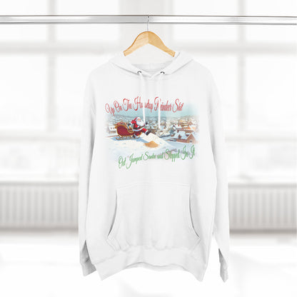 Funny Christmas Hoodie - "Up On The Housetop Reindeer Sh*t" Santa Holiday Sweatshirt | Christmas Party Gag Gift