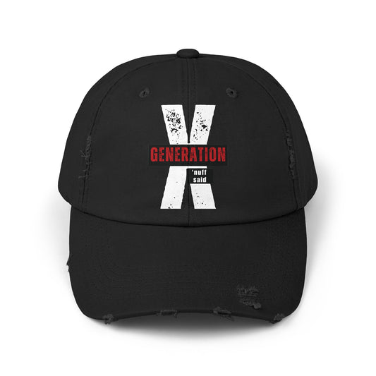 Trendy Gen X Distressed Cap - Vintage Retro Style Hat | Nostalgia Streetwear Gift for Gen X Fans
