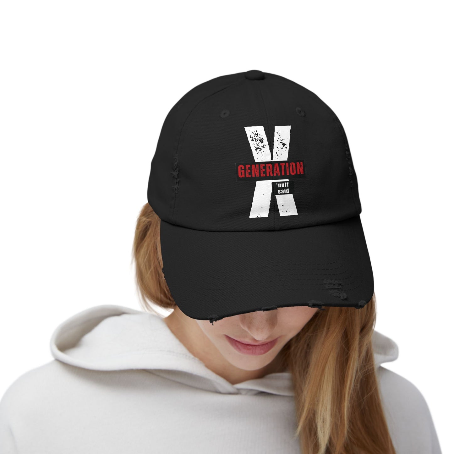 Trendy Gen X Distressed Cap - Vintage Retro Style Hat | Nostalgia Streetwear Gift for Gen X Fans