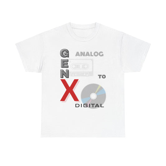 Analog to Digital T-Shirt - Gen X Retro Graphic Tee | Nostalgic Vintage Inspired  Music Lover Gift Shirt